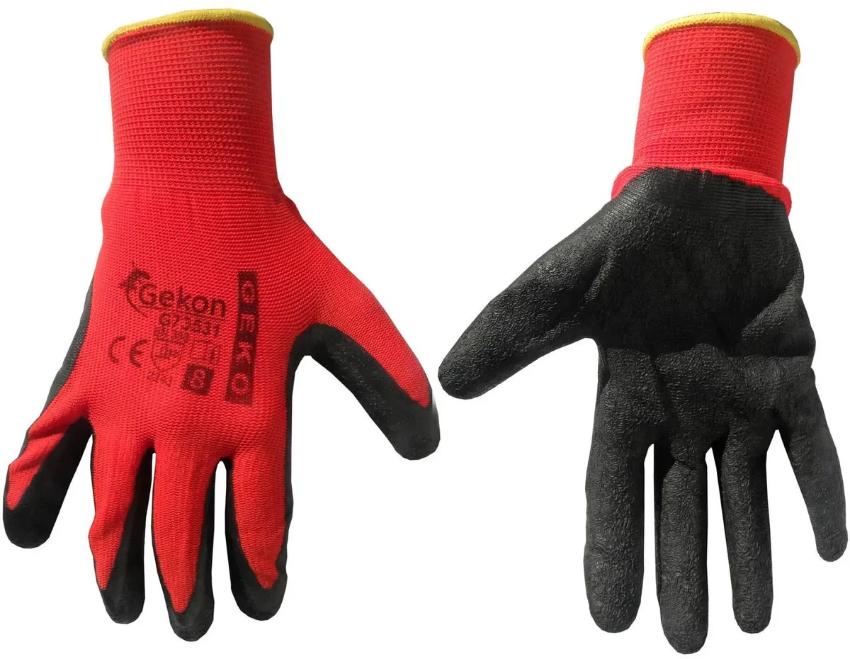 Katoenen werkhandschoenen - latex coating - rood - 12 stuks de GEKO, Noir, 8 – image du produit
