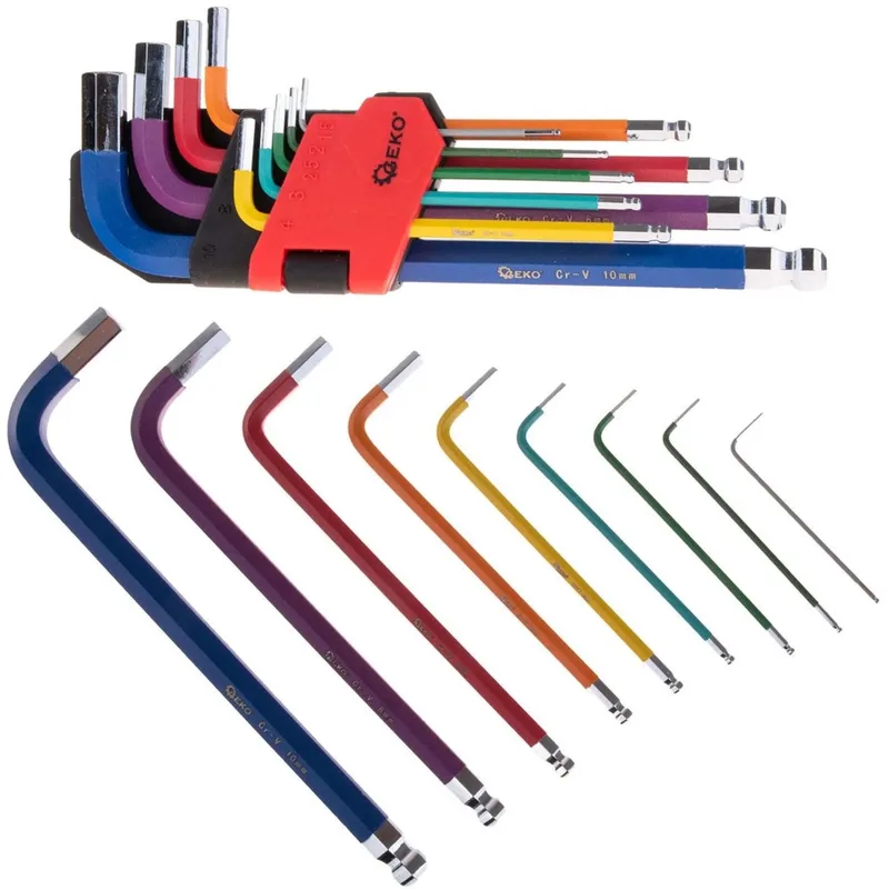 Kleurrijke Inbussleutelset - 9-delig - CrV Staal - Ball-end - 1.5-10 mm de GEKO, Bleu – image du produit