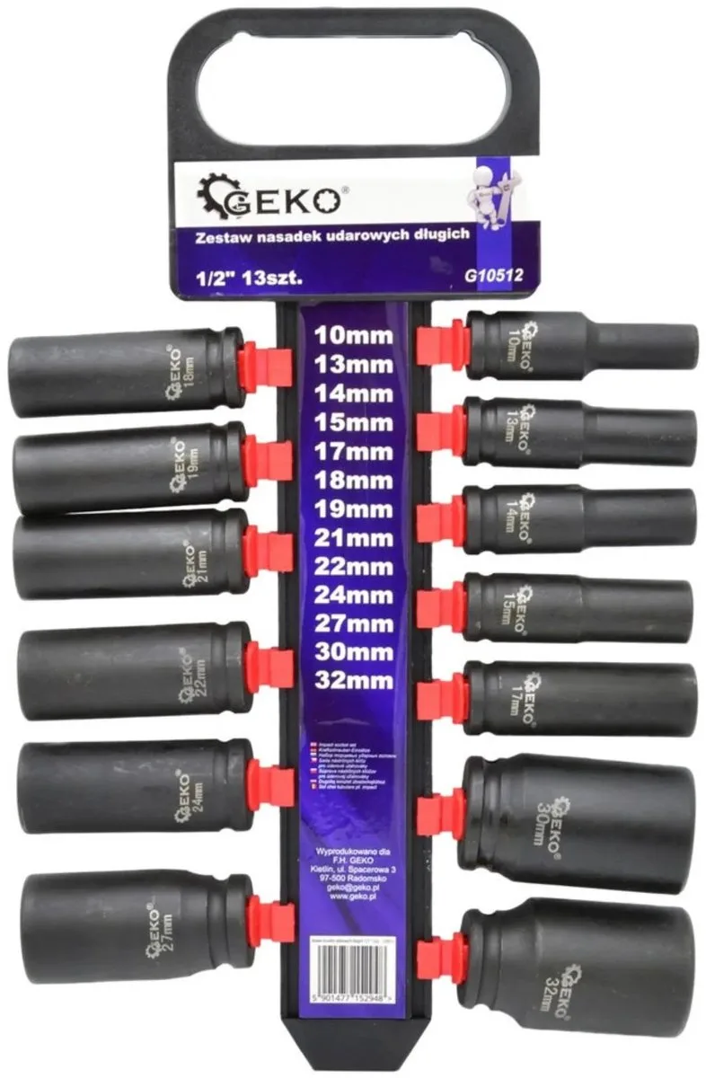 Langdurige dopsleutelset - 6-punts - Cr-V staal - 13-delig - 10-32 mm von GEKO, Blau – Produktbild