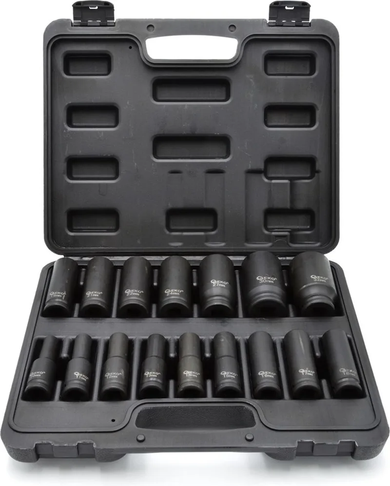 Langdurige dopsleutelset - 6-punts - Cr-V staal - 16-delig - 10-32 mm by GEKO, Ornaje – product image