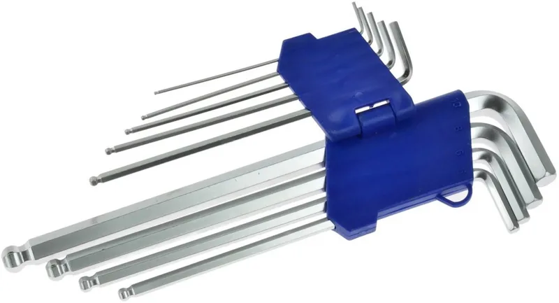 Lange inbussleutelset - balvormig uiteinde - 9-delig - 1.5-10 mm - extra bereik - chroom-vanadium staal de GEKO, Bleu – image du produit