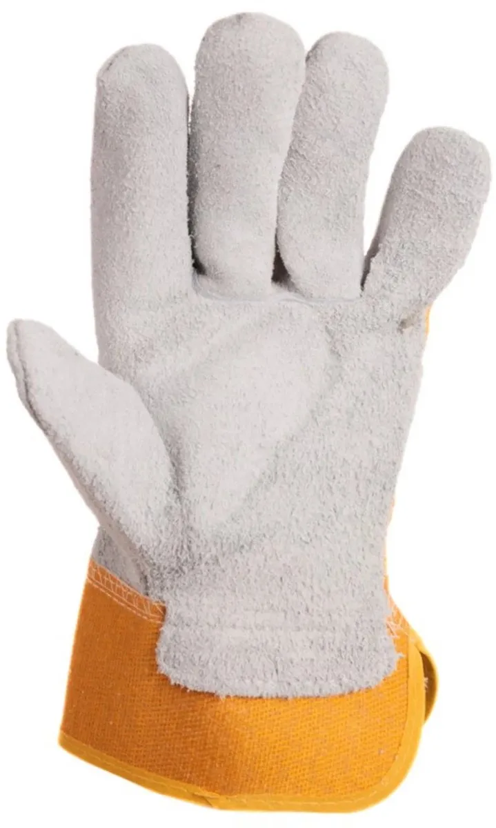 Leren werkhandschoenen - slijtvast en comfortabel - wit-geel - 12 stuks de GEKO, Noir, 10.5 – image du produit