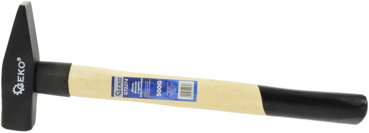 Machinist hamer - 500g - ergonomisch houten handvat - robuust staal by GEKO – product image