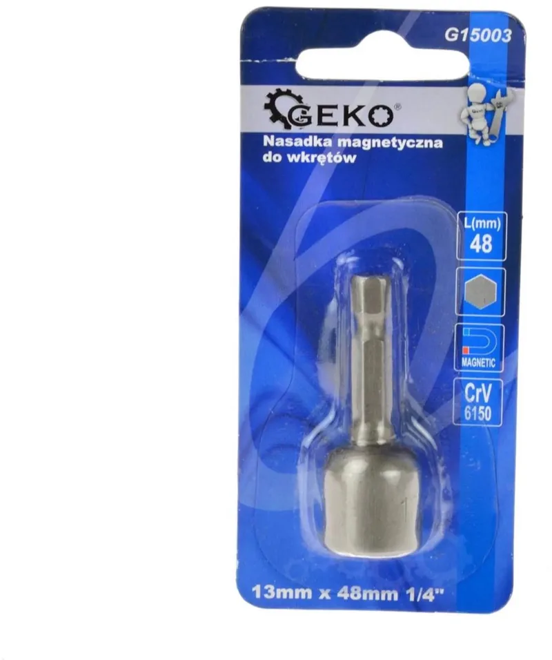Magnetische schroefbit - 13 mm hex - 48 mm - legerstaal de GEKO – image du produit