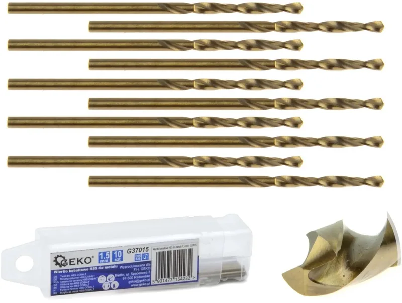 Metaalboor - HSS M35 - 5% Kobalt - 1,5 mm - Hoge Warmtebestendigheid - 10 stuks von GEKO – Produktbild