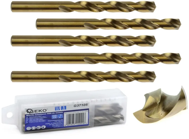 Metaalboor - HSS M35 - 5% Kobalt - 10,5 mm - Hoge Warmtebestendigheid - 5 stuks von GEKO – Produktbild