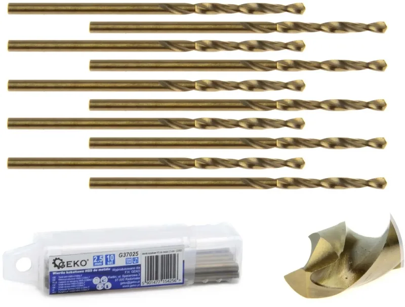 Metaalboor - HSS M35 - 5% Kobalt - 2,5 mm - Hoge Warmtebestendigheid - 10 stuks von GEKO – Produktbild