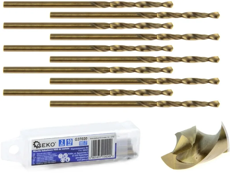 Metaalboor - HSS M35 Staal - 2 mm - Cobalt 5% - Hoge Warmtebestendigheid - 10 stuks de GEKO – image du produit
