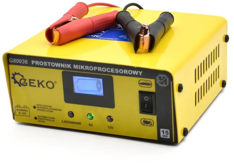 Microprocessor acculader - 6/12V - 15A - Automatische 4-staps functie - LCD display by GEKO – product image