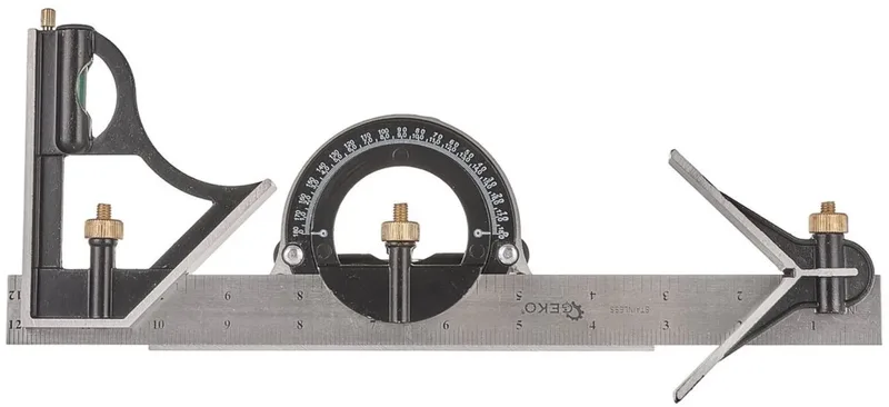 Multifunctionele combinatieliniaal - 300 mm - Met waterpas en dieptemeter by GEKO, Silver – product image