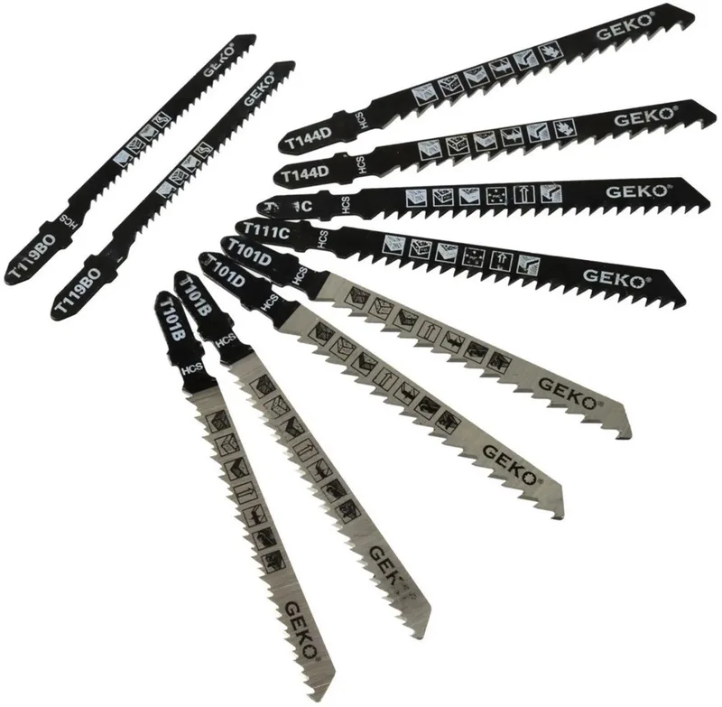 Multifunctionele T-schacht decoupeerzaagbladen - HCS staal - Set van 10 stuks von GEKO – Produktbild