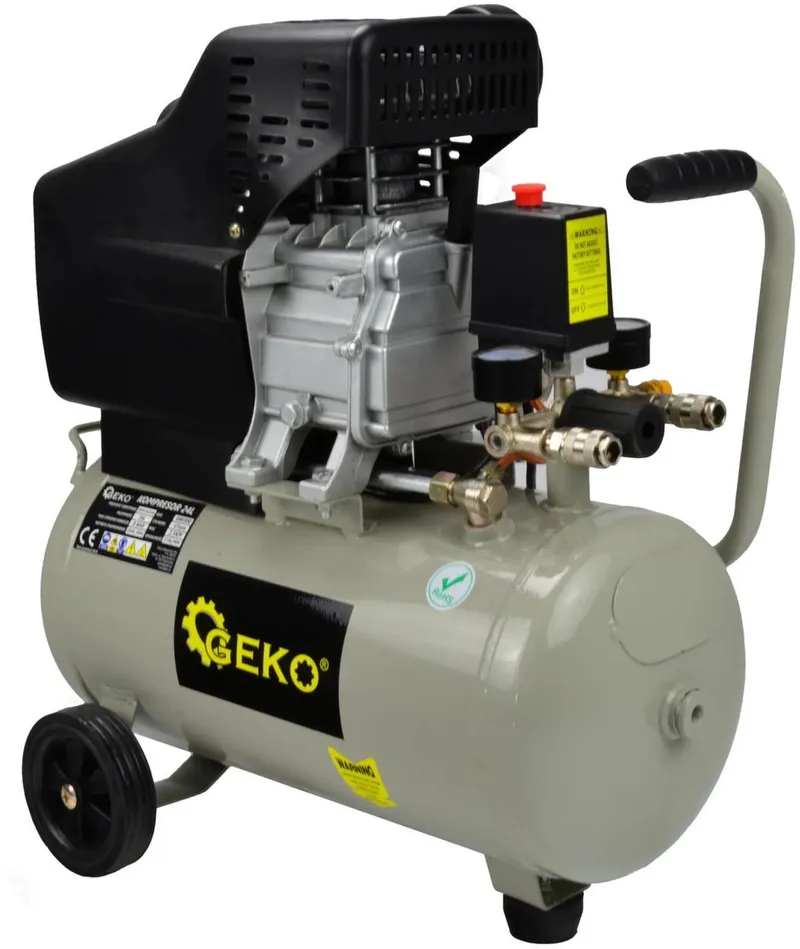 Oliegesmeerde luchtcompressor - 24L - 8 bar - 210 L/min - Horizontaal ontwerp by GEKO, Staal – product image