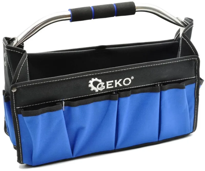Opvouwbare gereedschapstas - buisvormige handgreep - polyester 600D - veel opbergruimte van GEKO, Blauw – productafbeelding