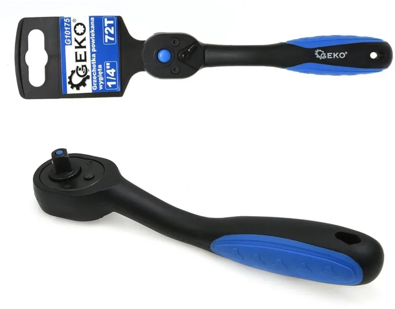 Ratelsleutel - Nylon Coating - 72 Tanden - 153 mm - Ergonomisch Handvat von GEKO, Blau – Produktbild