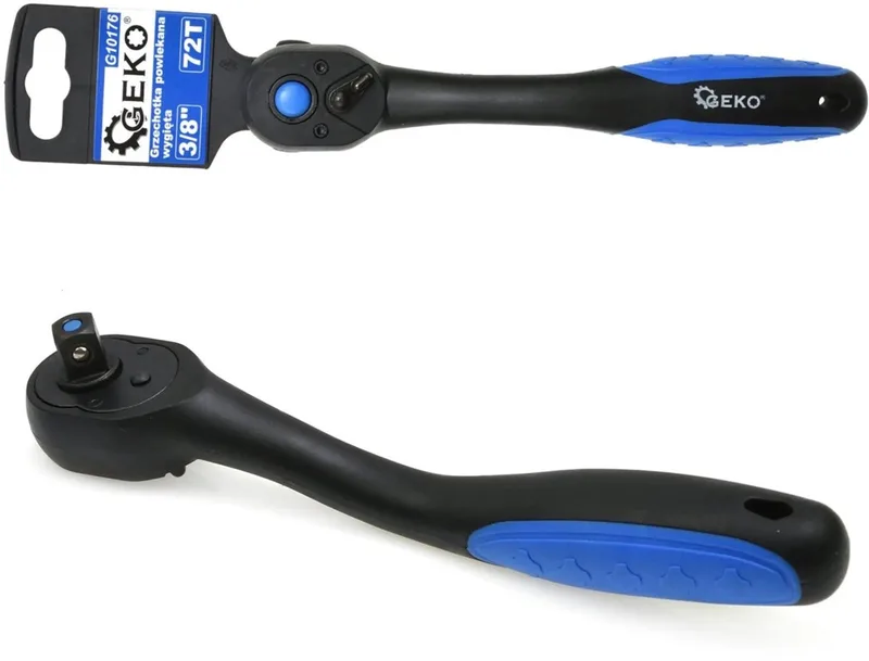 Ratelsleutel - Nylon Coating - 72 Tanden - 198 mm - Ergonomisch Handvat by GEKO, Blue – product image