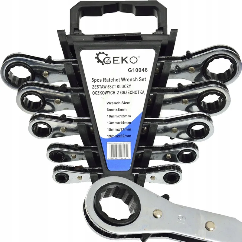 Ringsleutel Set met Ratel, 5 Delig, 6-22mm by GEKO – product image