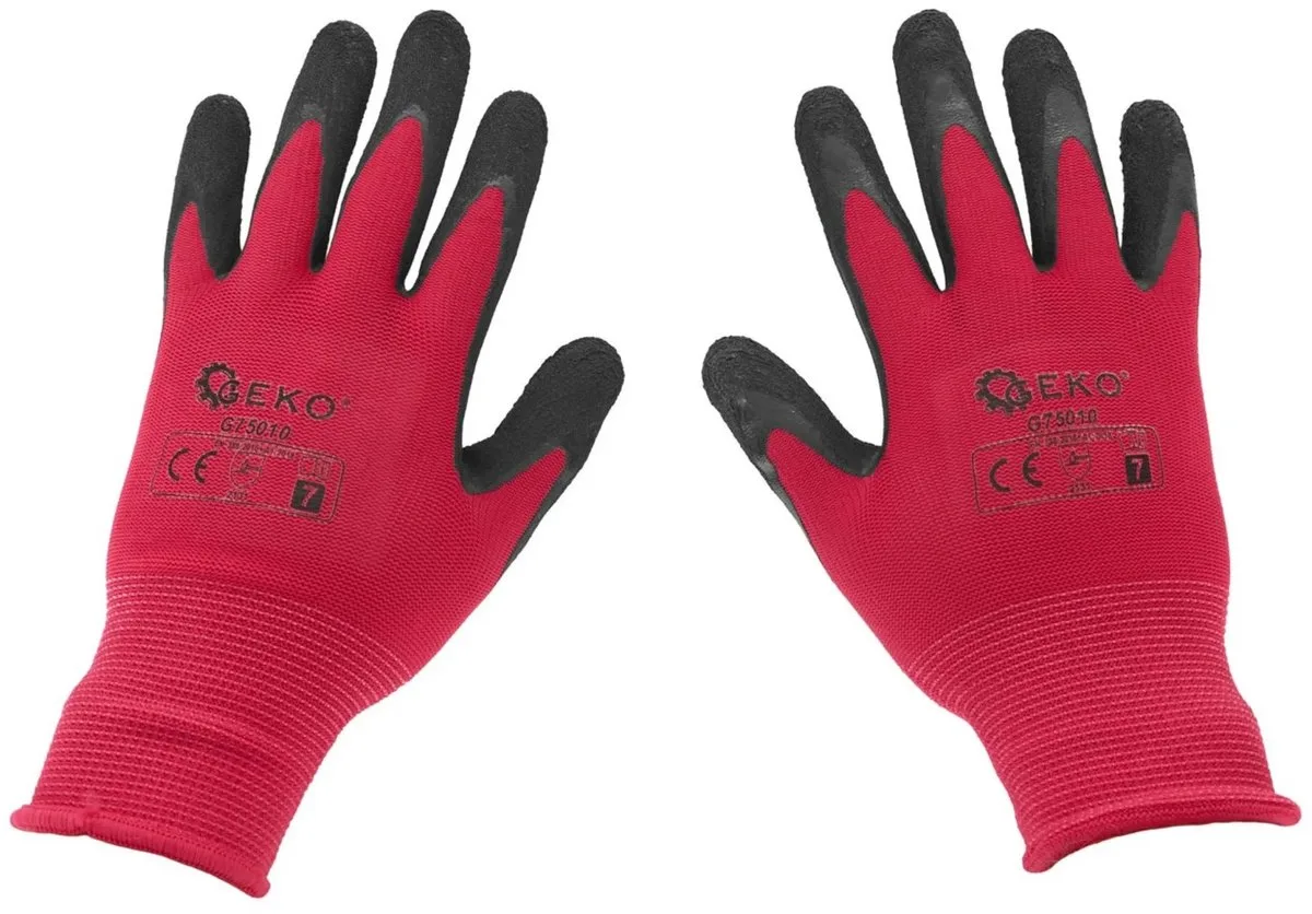 Roze werkhandschoenen - latex coating - slijtvast - 12 stuks de GEKO, Orange, 7 – image du produit