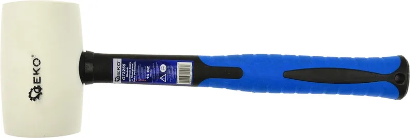 Rubberen hamer - wit - glasvezel handvat - antislip grip - 450g van GEKO – productafbeelding