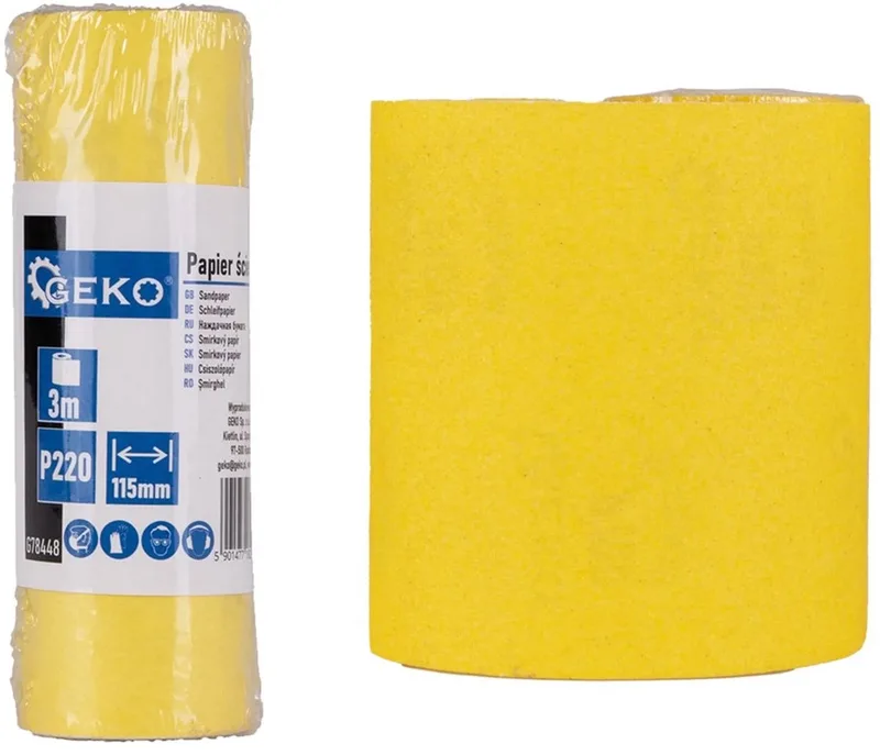 Schuurpapier op rol - fijne korrel P220 - 115 mm x 3 m van GEKO – productafbeelding