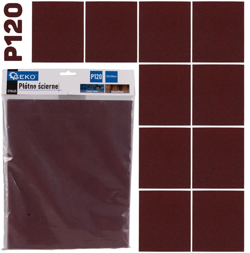 Schuurvel - 230x280 mm - P120 korrel - 10 stuks by GEKO – product image