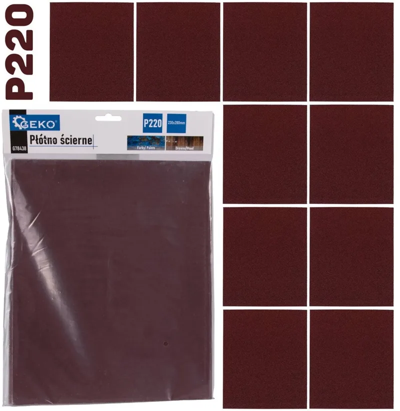 Schuurvel - 230x280 mm - P220 korrel - 10 stuks von GEKO – Produktbild
