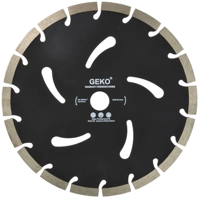 Segmented diamantzaagblad - Koelgaten - 230 mm - Zwarte afwerking by GEKO – product image
