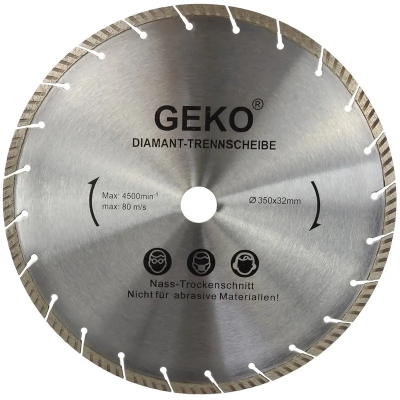 Segmented turbo diamantzaagblad - 350 mm - laser gelast - grijs by GEKO – product image