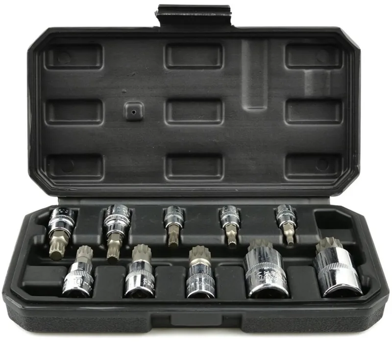 Spline dopsleutelset - 10-delig - CrV staal - M4-M18 - Inclusief kunststof koffer by GEKO, Blue – product image