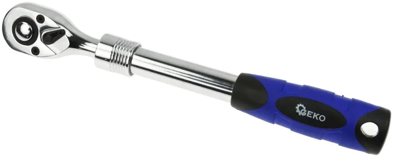 Telescopische ratel - 72-tands mechanisme - Verstelbaar 300-440 mm - Antislip handgreep by GEKO, Blue – product image