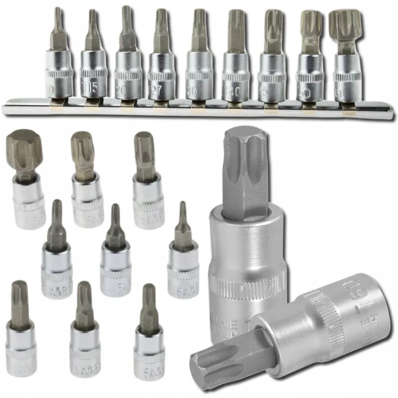 TORX Doppenset 1/4" T10-T60, 9 Delig, CrV Staal + Rail von GEKO – Produktbild