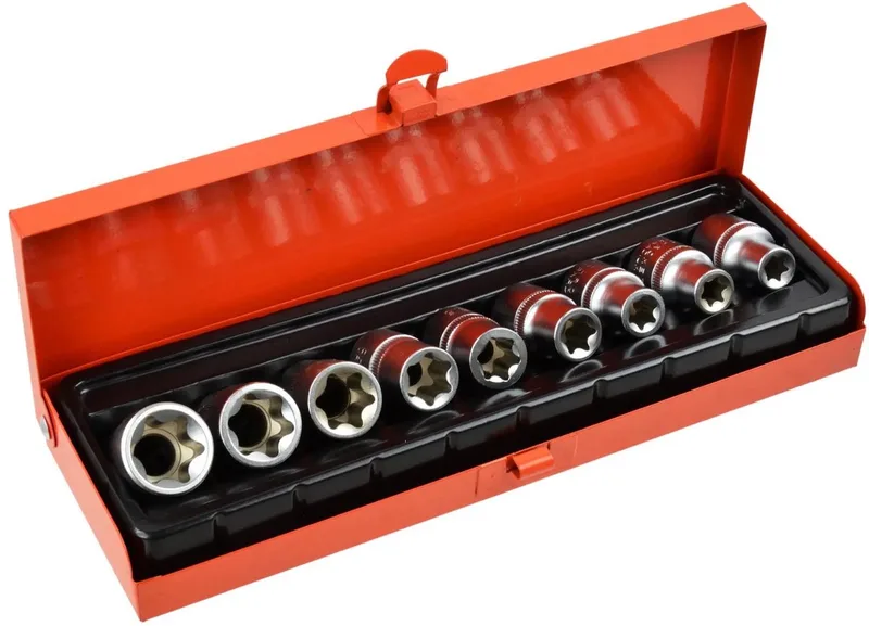 Torx Dopsleutelset - CrV Staal - 9-delig - Metalen Koffer by GEKO, Blue – product image