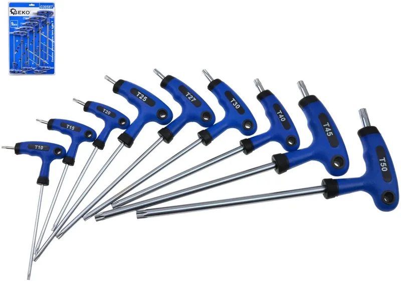 Torx Schroevendraaierset - Ergonomisch - CrV Staal - 9-delig von GEKO, Blau – Produktbild