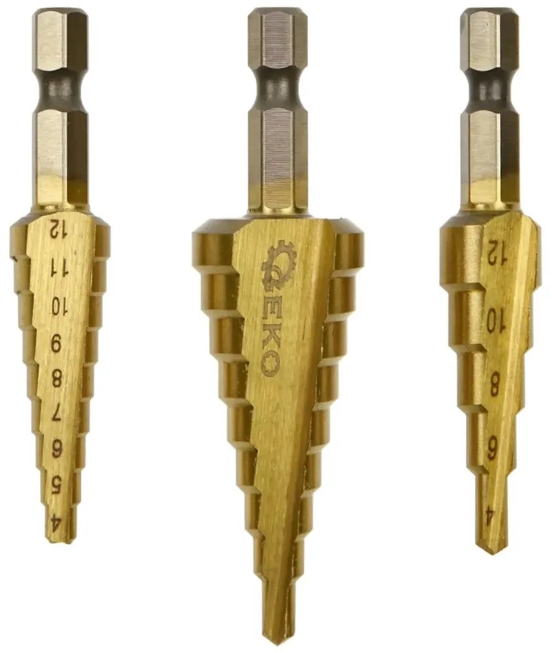 Trapboor set - HSS staal met titanium - 3-20 mm - 1/4" hex aansluiting by GEKO – product image