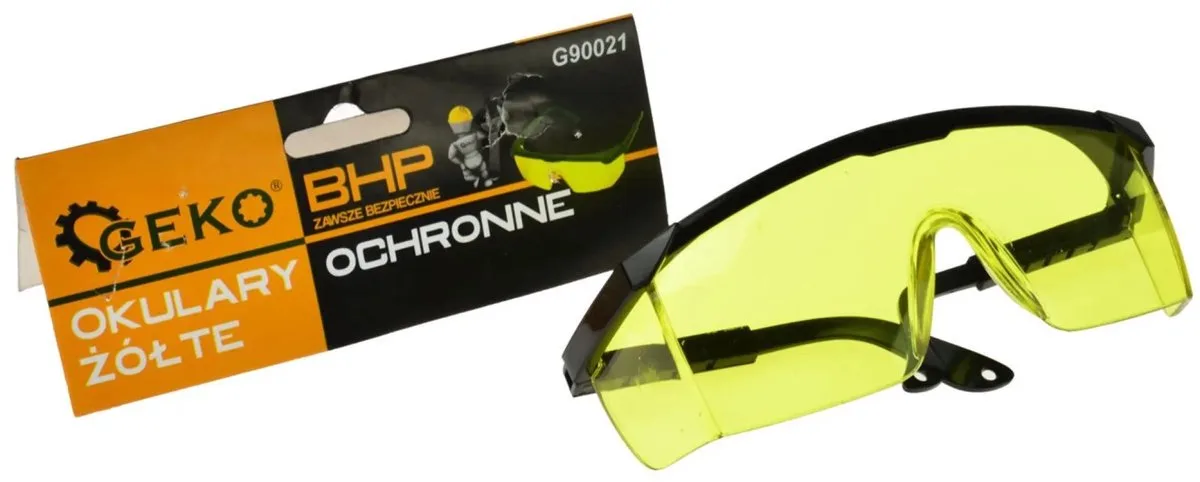 Veiligheidsbril - Polycarbonaat Lens - Verstelbare Pootjes - Zijbescherming de GEKO, Jaune – image du produit