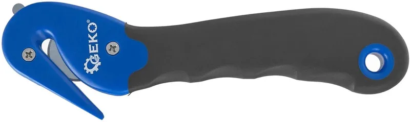 Veiligheidsmes - Ergonomisch ontwerp - Veilig snijden - Voor stretchfolie en tapes von GEKO, Blau – Produktbild