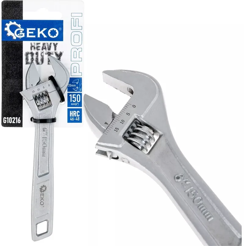 Verstelbare moersleutel - 150 mm - CRV staal - ergonomisch - 0-20 mm opening von GEKO – Produktbild