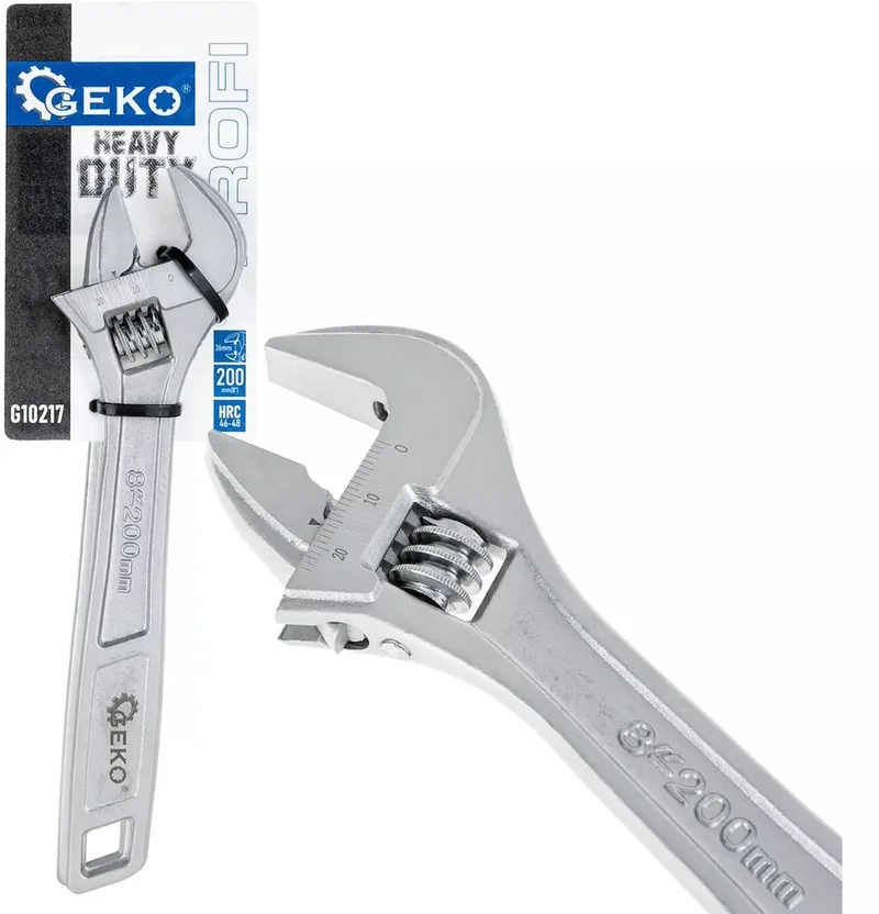 Verstelbare moersleutel - 26 mm bek - CRV staal - 200 mm - ergonomisch ontwerp by GEKO – product image