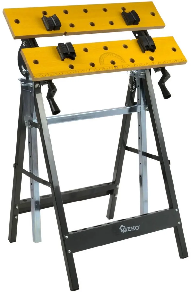 Verstelbare werkbank - Kantelbaar 0-90° - Compact opvouwbaar - Staal en hout von GEKO – Produktbild