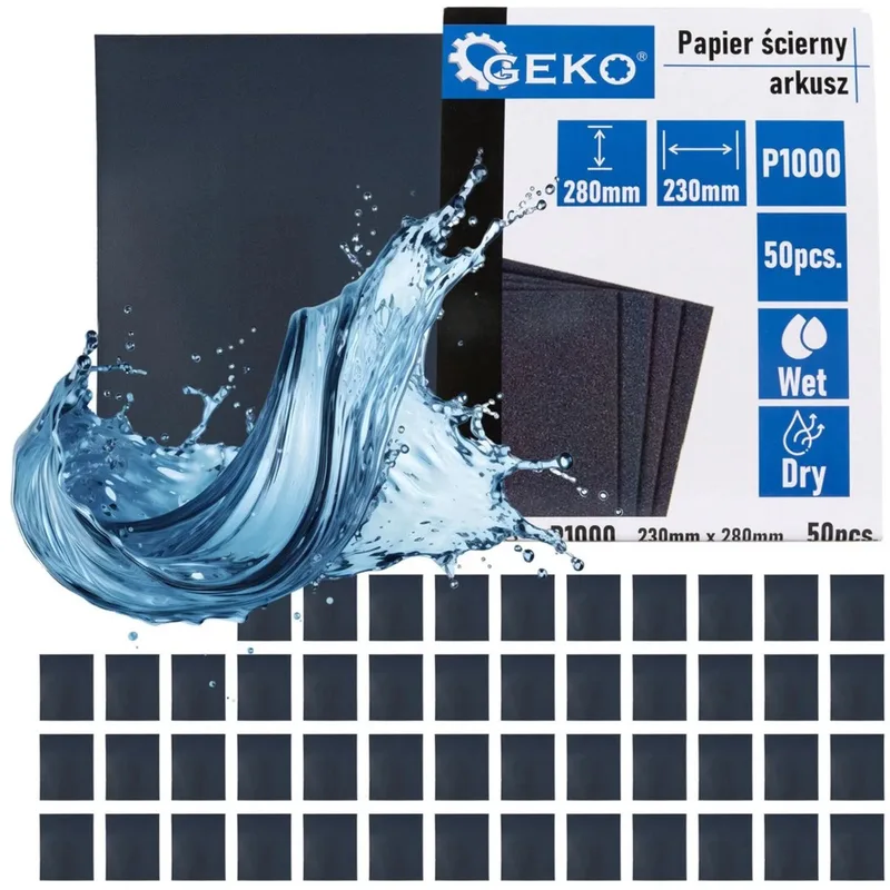 Waterproof schuurpapier - P1000 korrel - 230x280mm - Droog en nat gebruik - 50 stuks von GEKO – Produktbild