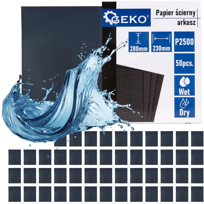 Waterproof schuurpapier - P2500 - 230x280mm - Voor nat en droog gebruik - 50 stuks de GEKO – image du produit