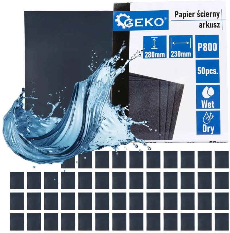 Waterproof schuurpapier - P800 - 230x280mm - Voor nat en droog gebruik - 50 stuks de GEKO – image du produit