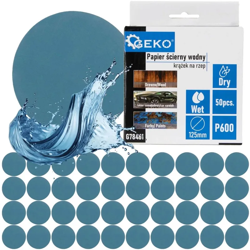 Waterproof schuurpapier schijf - 125 mm - P600 - nat en droog schuren - 50 stuks fra GEKO – produktbillede