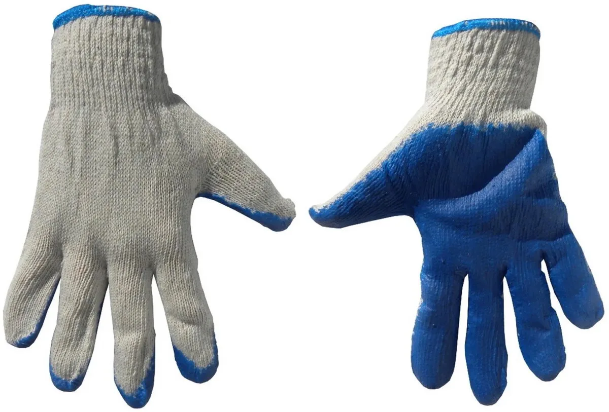 Witte werkhandschoenen - blauwe latex grip - 10 stuks de GEKO, Noir, 9 – image du produit
