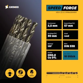 10 x HSS-ECo SPEED Force Metallbohrer DIN 338 - Ø:2.5 mm by Gemax – product image 2 of 2