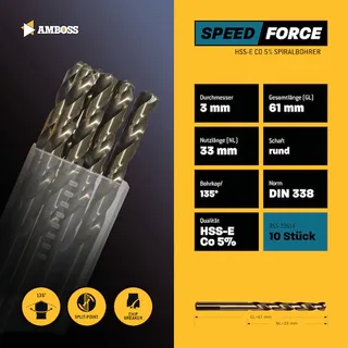 10 x HSS-ECo SPEED Force Metallbohrer DIN 338 - Ø:3 mm by Gemax – product image 2 of 2