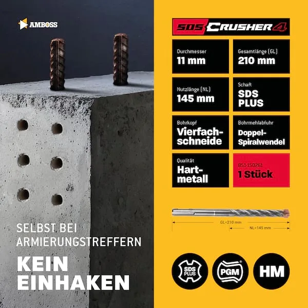 1x Bohrer SDS Plus Schaft - Ø:11 mm - GL: 210 mm de Gemax – image du produit 2 sur 2
