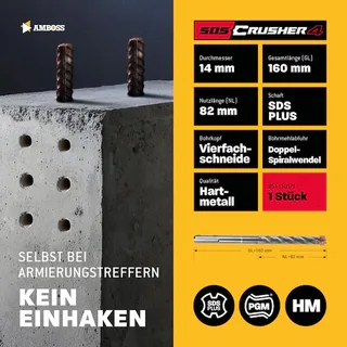 1x Bohrer SDS Plus Schaft - Ø:14 mm - GL: 160 mm by Gemax – product image 2 of 2