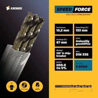 5 x HSS-ECo SPEED Force Metallbohrer DIN 338 - Ø:10.2 mm by Gemax – product image 2 of 2