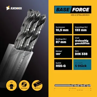 5 x HSS-G BASE Force Metallbohrer DIN 338 - Ø:10.5 mm by Gemax – product image 2 of 2