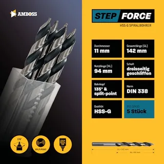 5 x HSS-G STEP Force Metallbohrer DIN 338 - Ø:11 mm by Gemax – product image 2 of 2